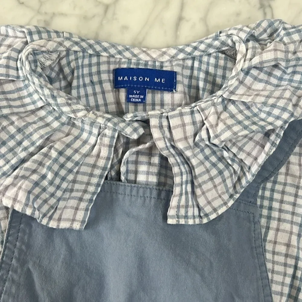 Maison Me Girl's Pinafore Dress with matching shirt Size 4/5